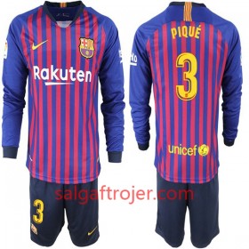 FC Barcelona Fodboldtrøjer Pique 3 Børn Hjemmebanesæt 2018/19 Langærmet